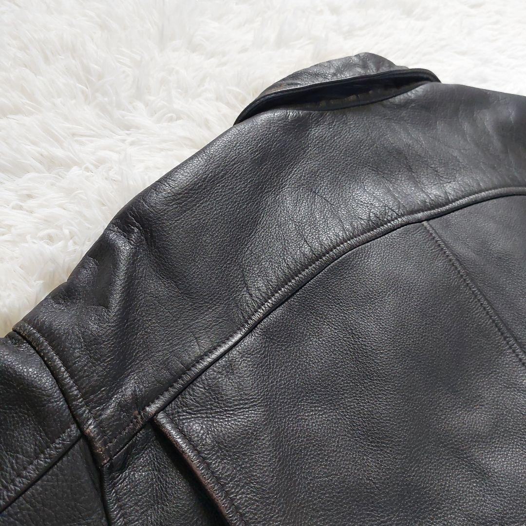 vintage オーバーサイズ リアルレザー カーコート 裏地レッド チェック柄