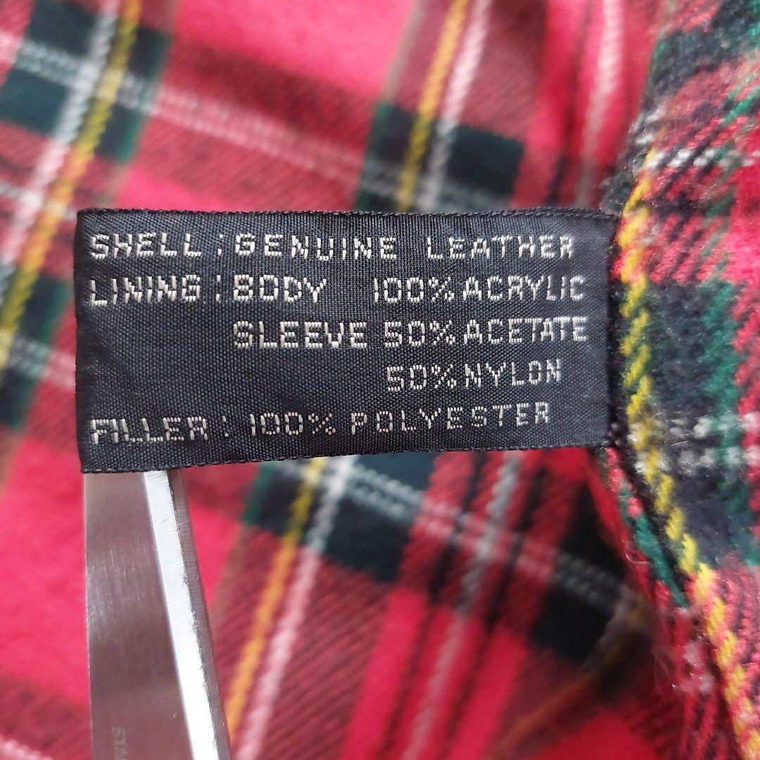 vintage オーバーサイズ リアルレザー カーコート 裏地レッド チェック柄