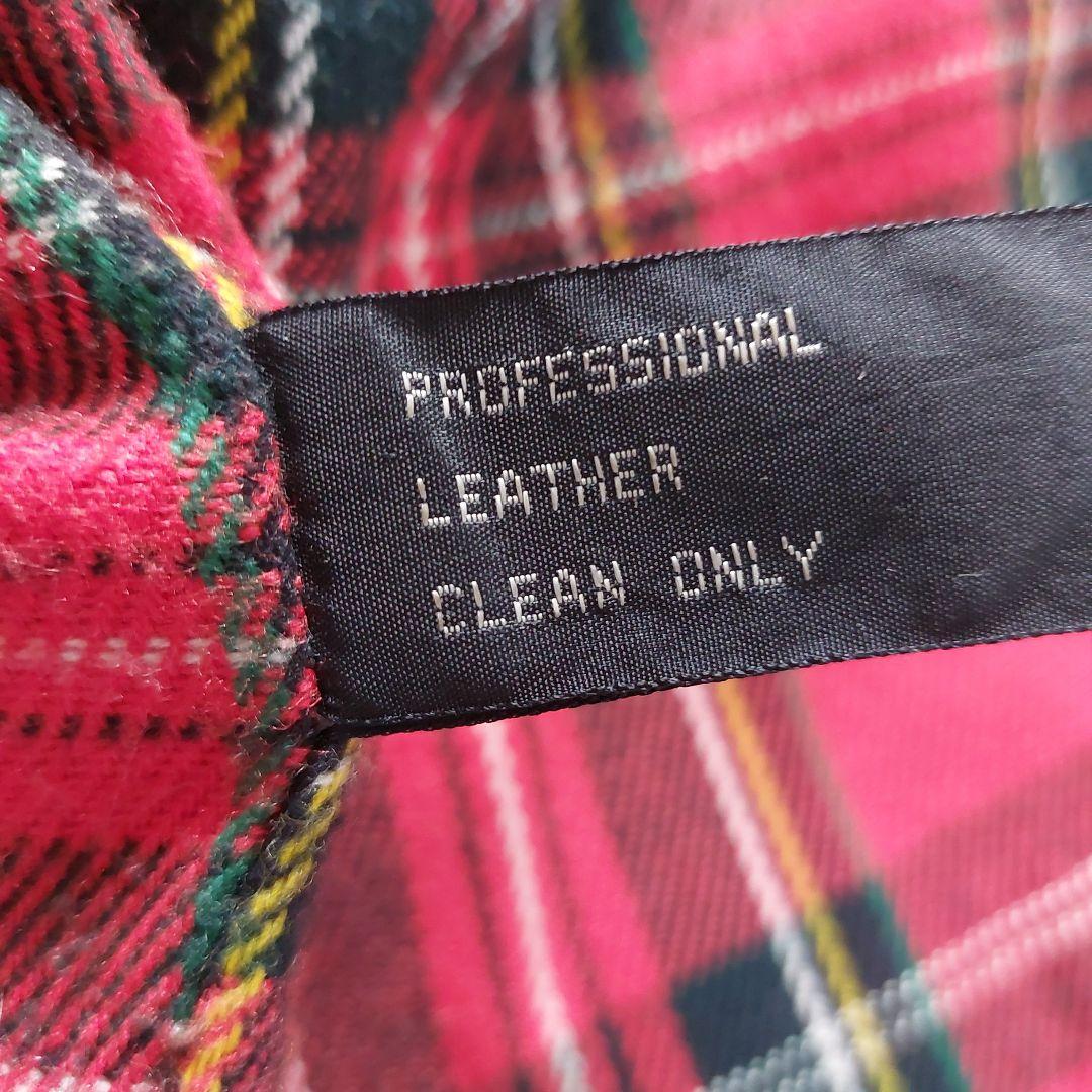 vintage オーバーサイズ リアルレザー カーコート 裏地レッド チェック柄