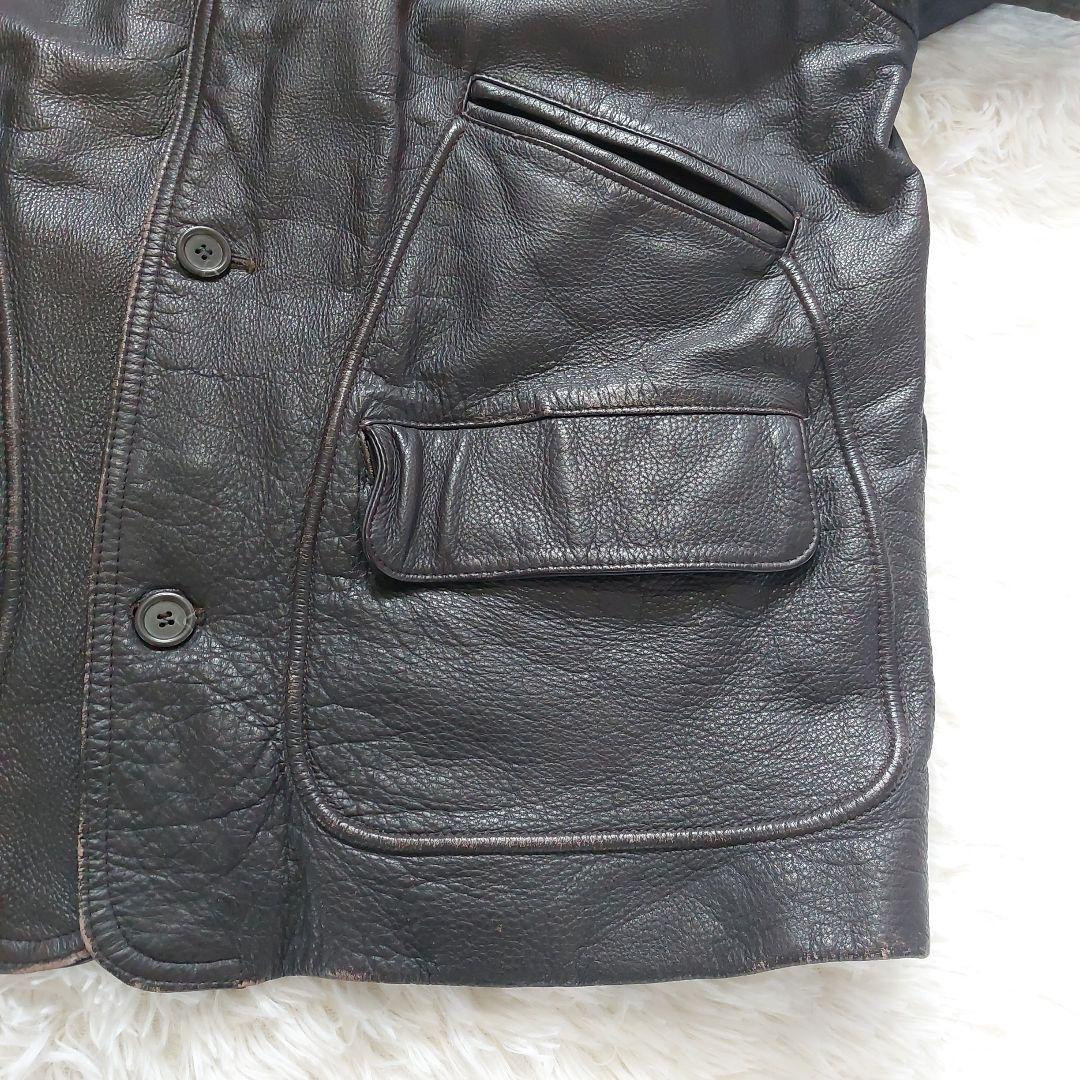 vintage オーバーサイズ リアルレザー カーコート 裏地レッド チェック柄