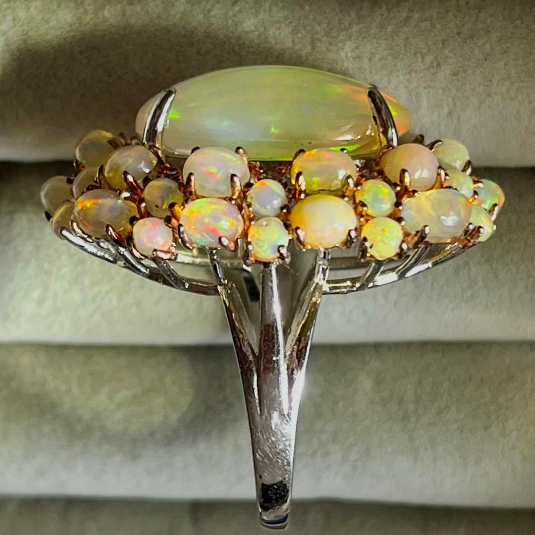 巨大 プレシャス ピンク ウォーター オパール シルバー 925 刻印 リング