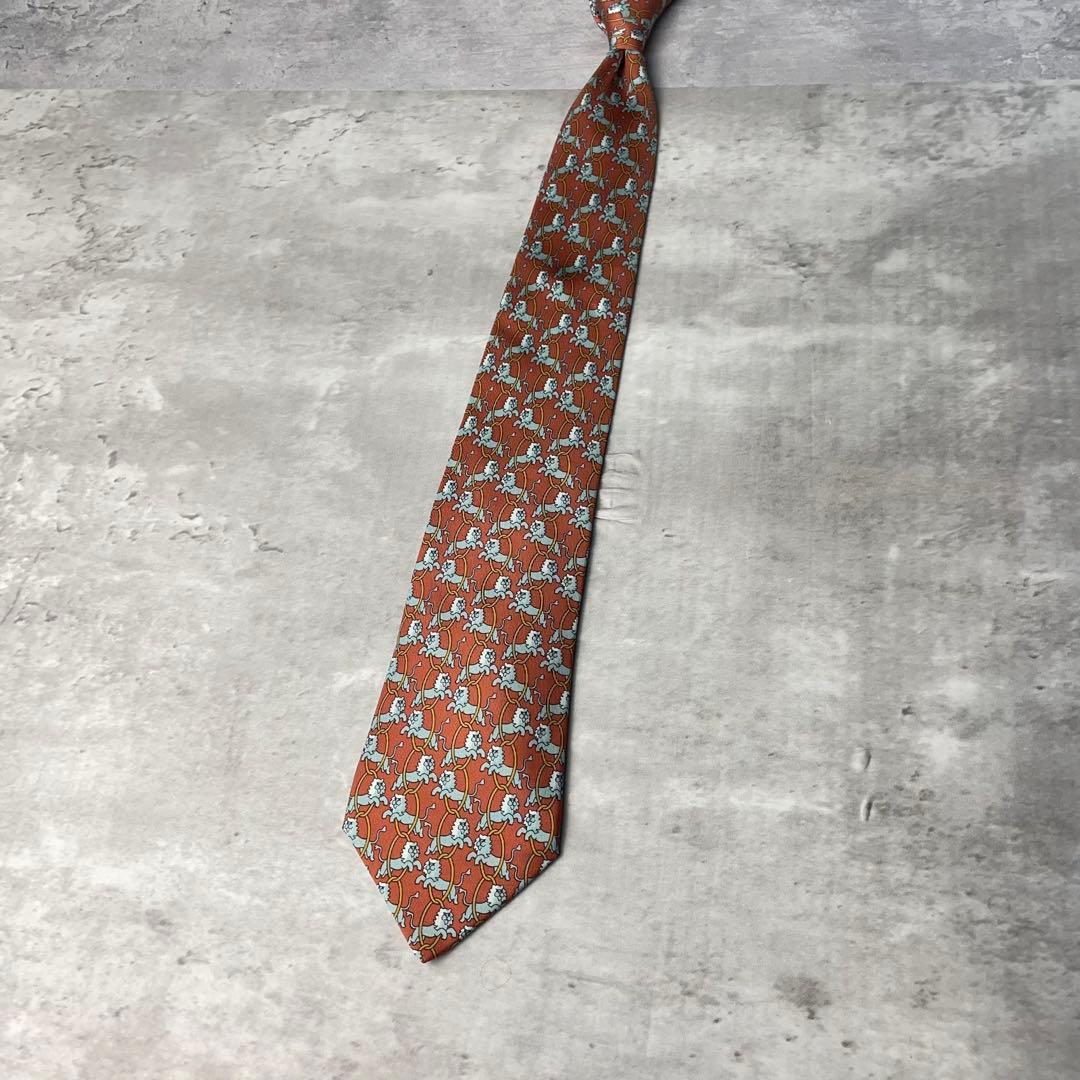 美品 HERMES エルメス アニマル柄 ライオン サーカス ネクスト オレンジ