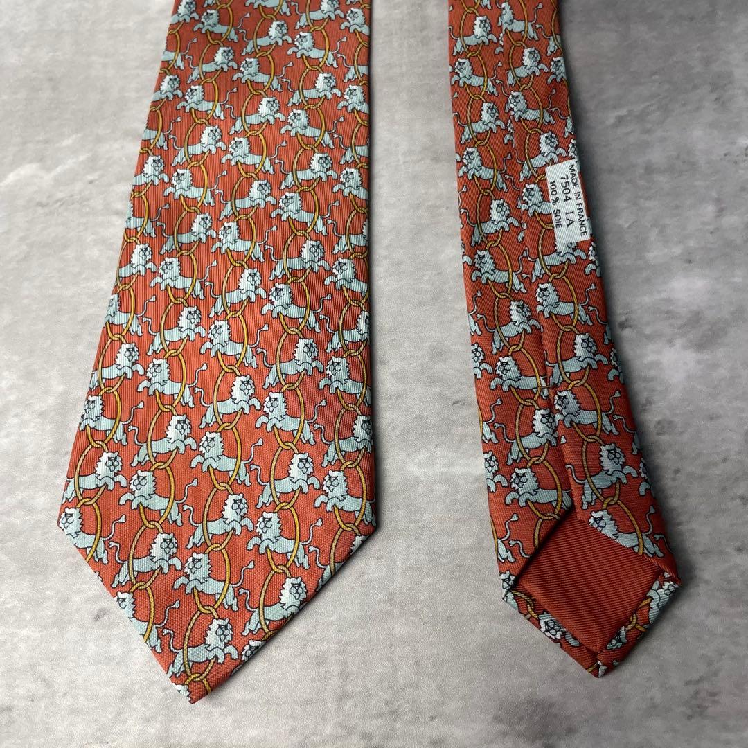 美品 HERMES エルメス アニマル柄 ライオン サーカス ネクスト オレンジ