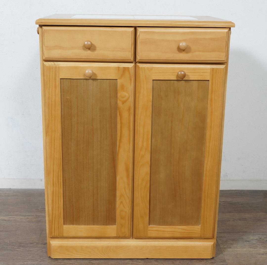 訳あり　　食器棚　天板タイル　ダストボックス　ゴミ箱 25L×2