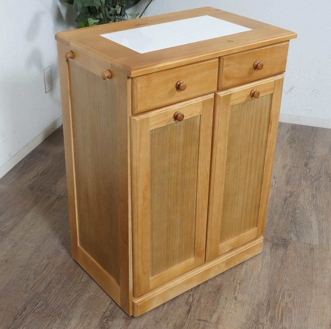 訳あり　　食器棚　天板タイル　ダストボックス　ゴミ箱 25L×2