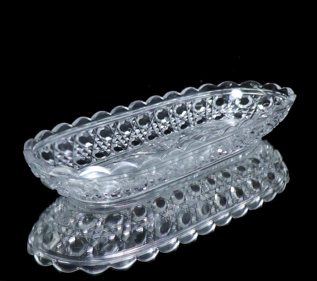 オールド・バカラ 切子長皿 大型 25.3cm ディアマン・ピエーリー 刻印有