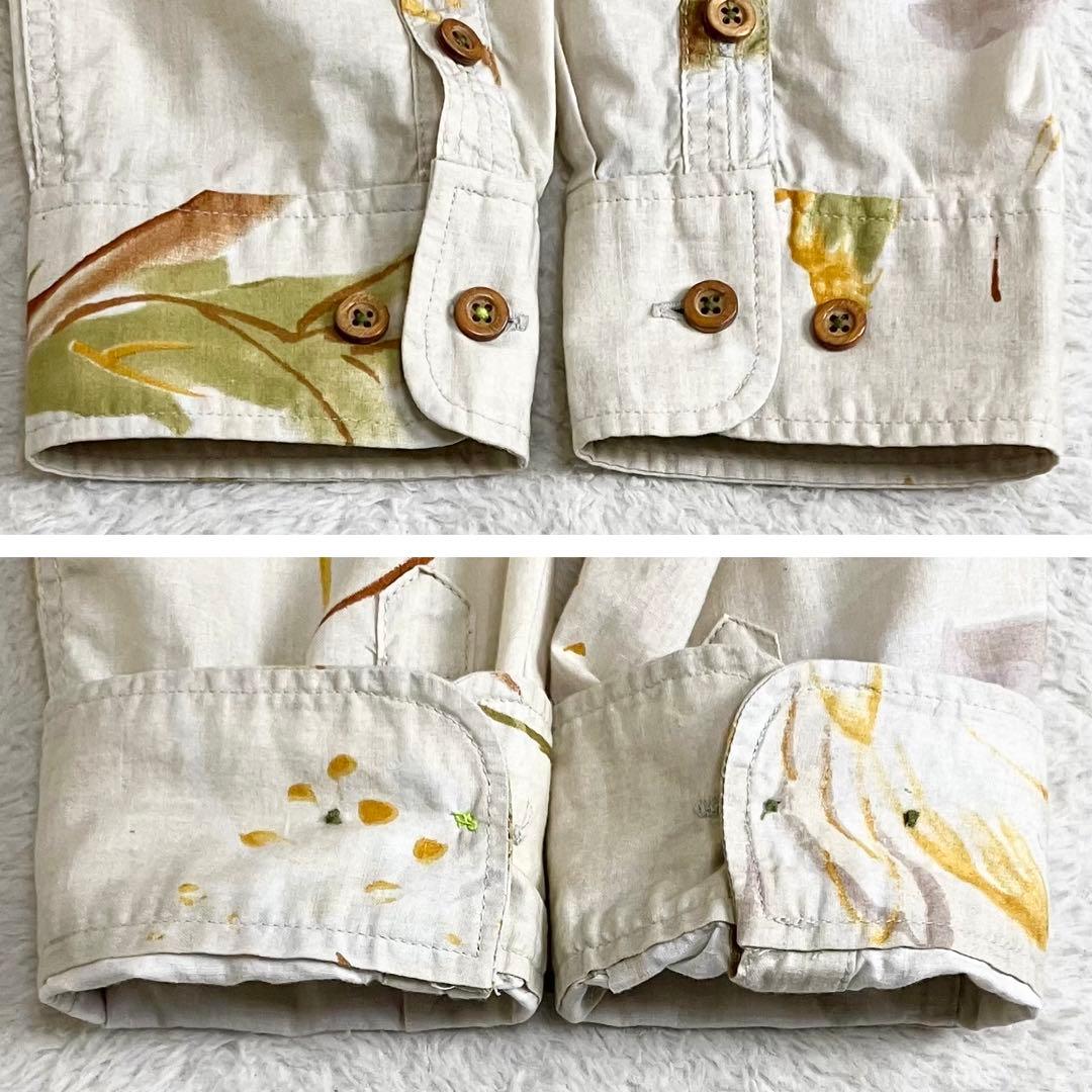 PAL'LAS PALACE パラスパレス　花柄長袖シャツ　3 ベージュ　水彩画