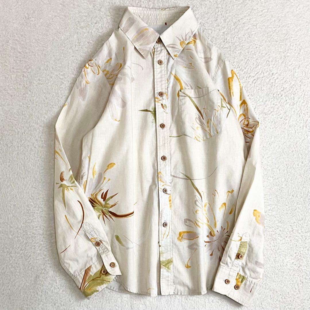 PAL'LAS PALACE パラスパレス　花柄長袖シャツ　3 ベージュ　水彩画