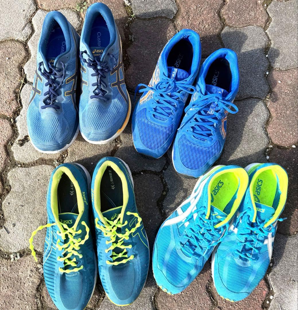 アシックス　ランニングシューズ 青 セット　中古　4点 28/29.5