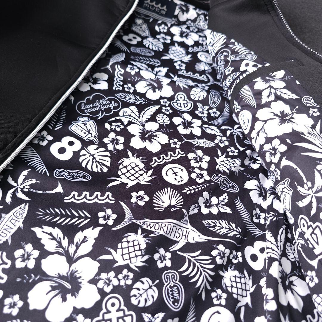 ムータマリンゴルフ 2WAY ダンボールニットパーカー L ブラック ビッグロゴ