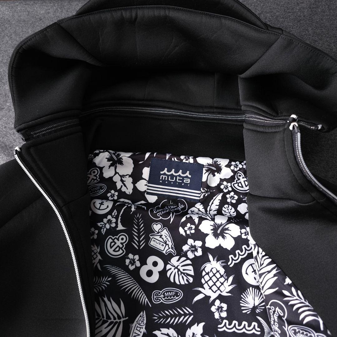 ムータマリンゴルフ 2WAY ダンボールニットパーカー L ブラック ビッグロゴ