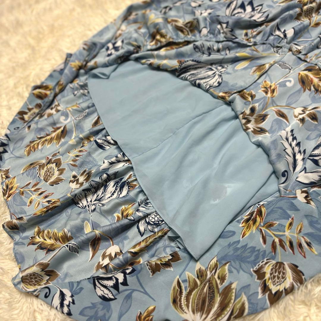 BCBG MAXAZRIA ロングワンピース　花柄　総柄　フラワー　ボウタイ