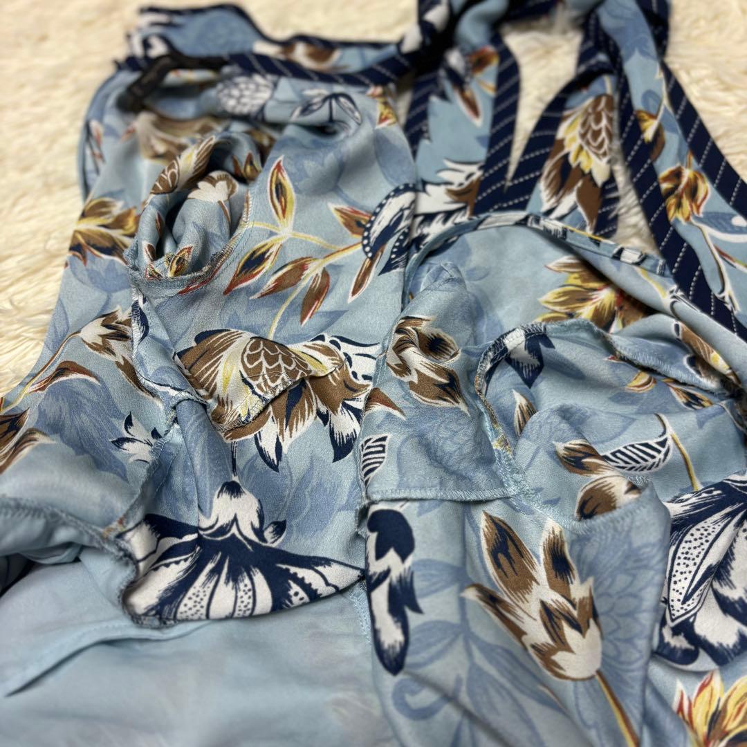 BCBG MAXAZRIA ロングワンピース　花柄　総柄　フラワー　ボウタイ