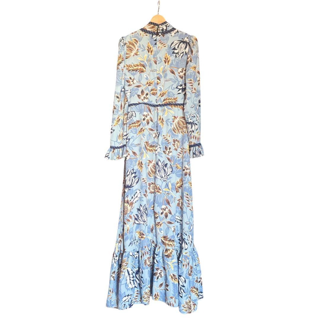 BCBG MAXAZRIA ロングワンピース　花柄　総柄　フラワー　ボウタイ