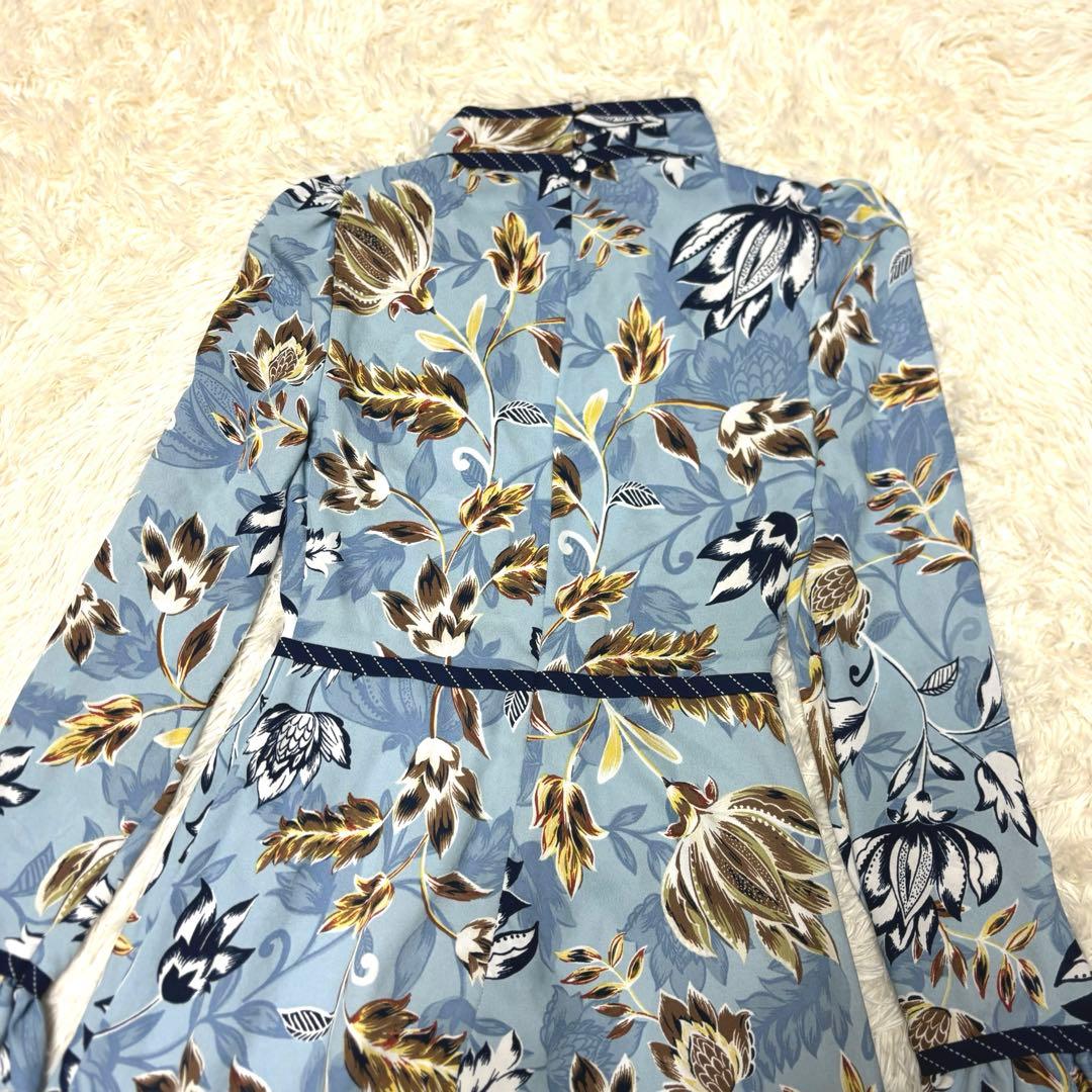 BCBG MAXAZRIA ロングワンピース　花柄　総柄　フラワー　ボウタイ