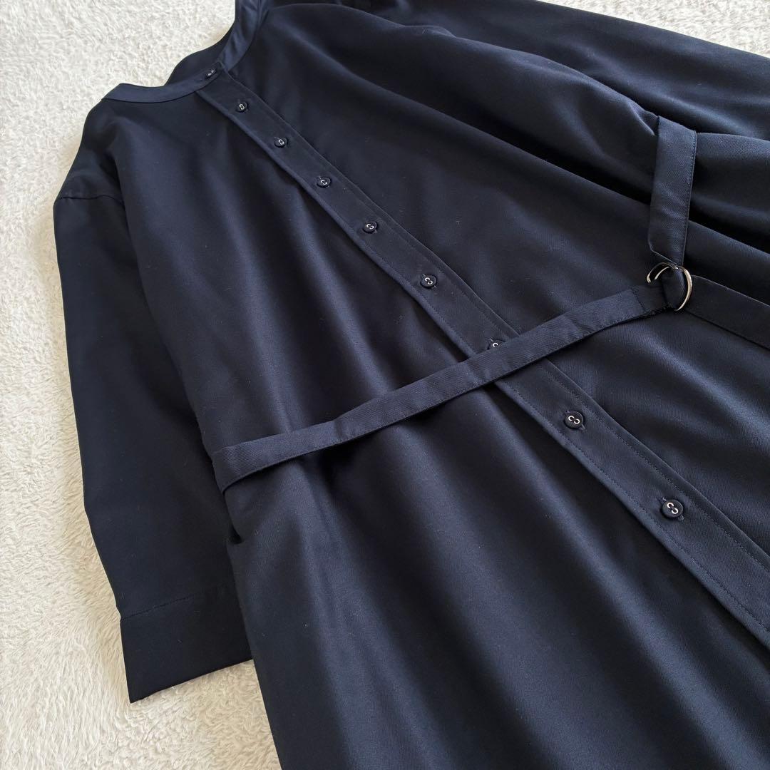 美品 ソージュ 洗える バンドカラーシャツワンピース TALL ロングワンピース