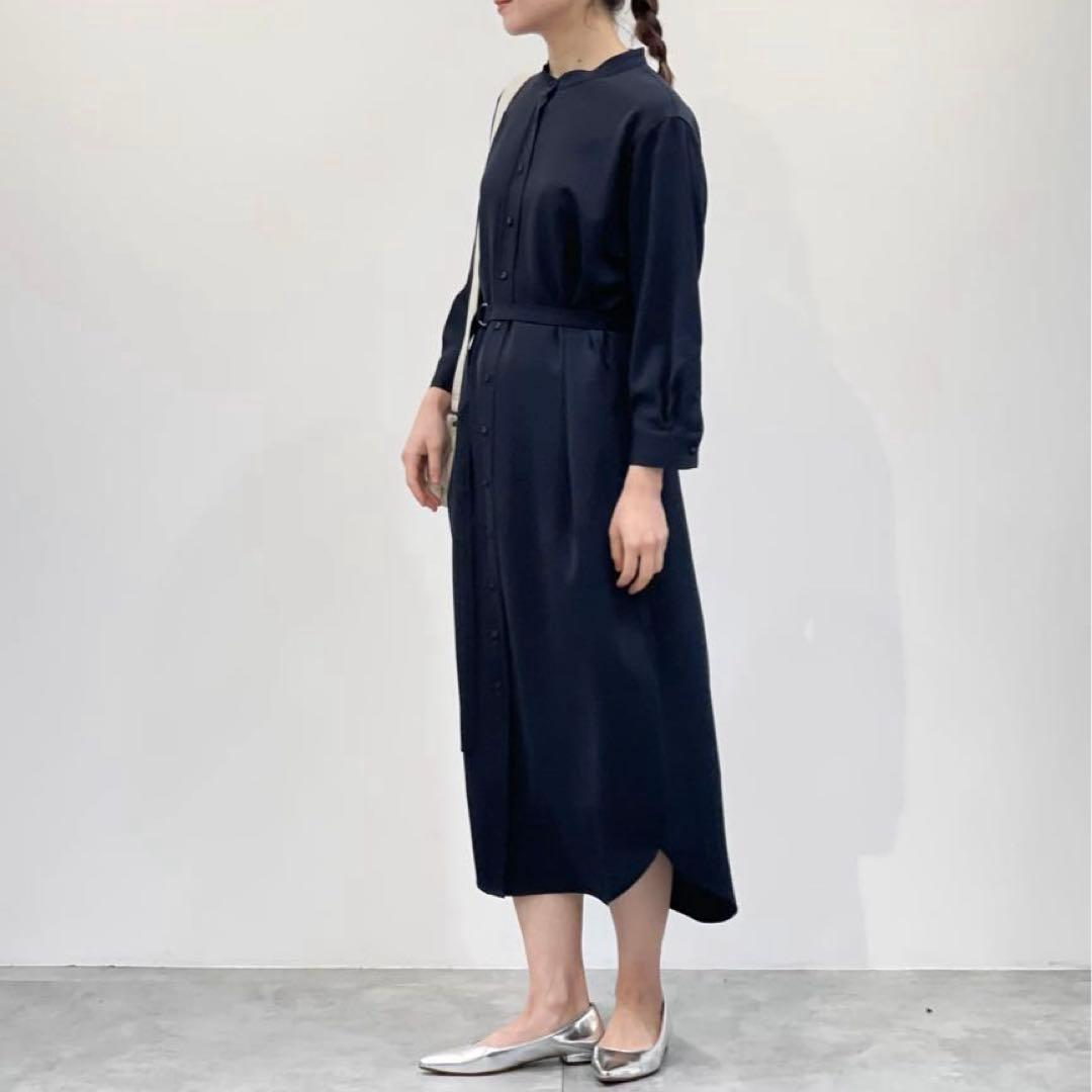 美品 ソージュ 洗える バンドカラーシャツワンピース TALL ロングワンピース