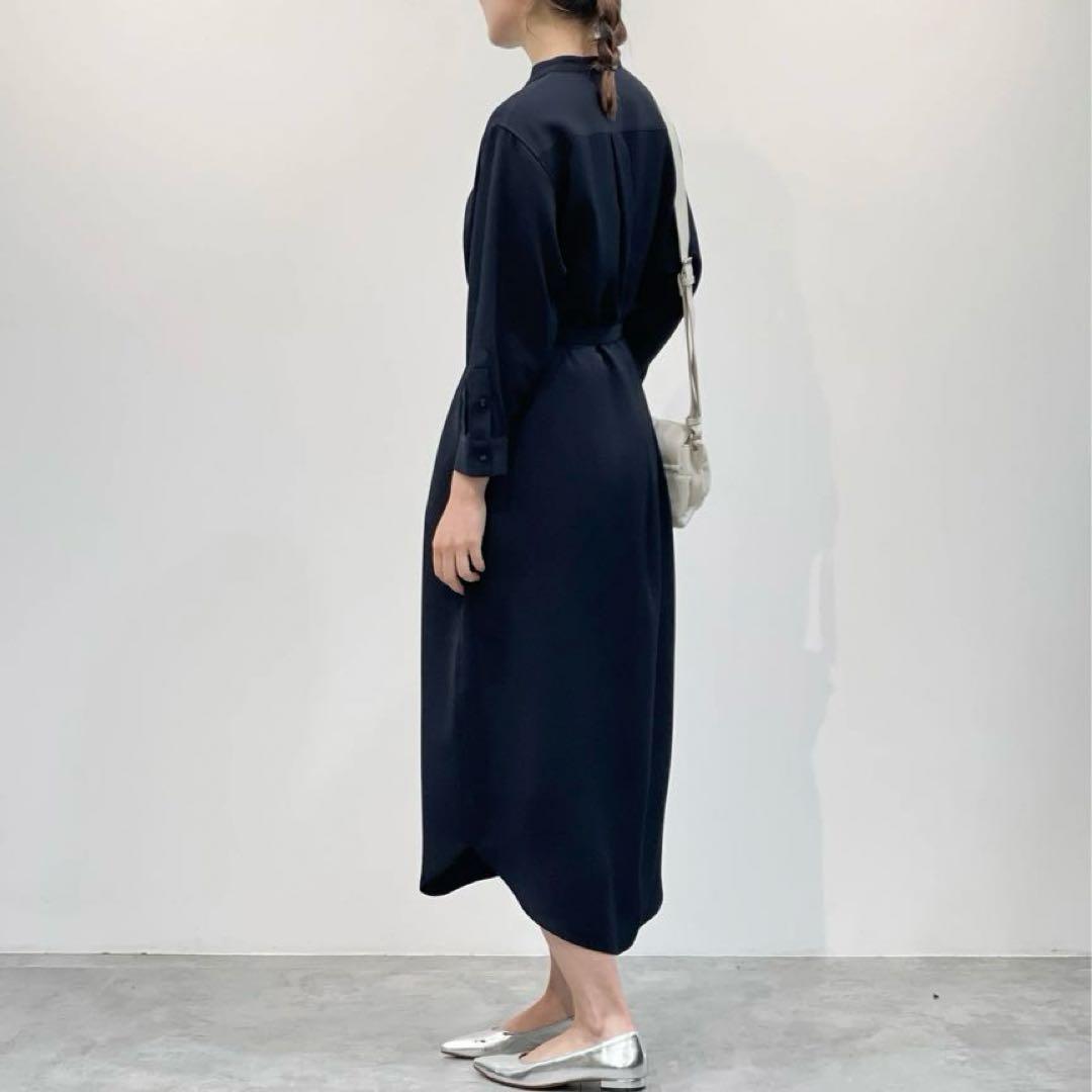 美品 ソージュ 洗える バンドカラーシャツワンピース TALL ロングワンピース