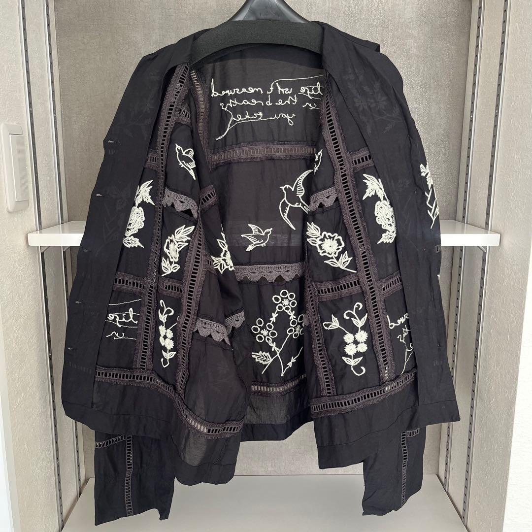 TODAYFUL エンブロイダリーパッチワークシャツ　ブラック　刺繍長袖ブラウス