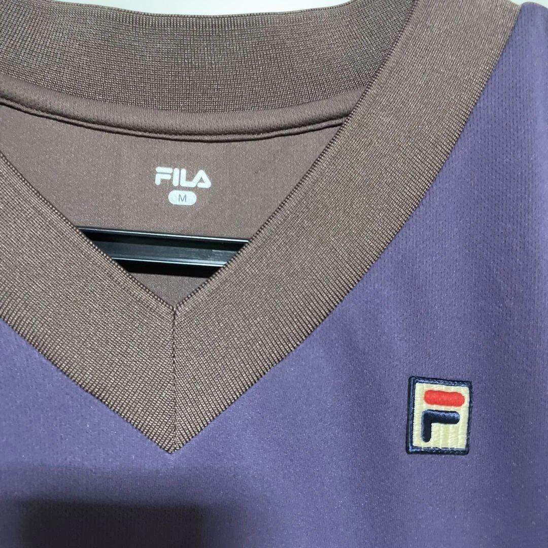 FILA VネックハウンドトゥースワンピースMサイズ新品　こっくり秋色