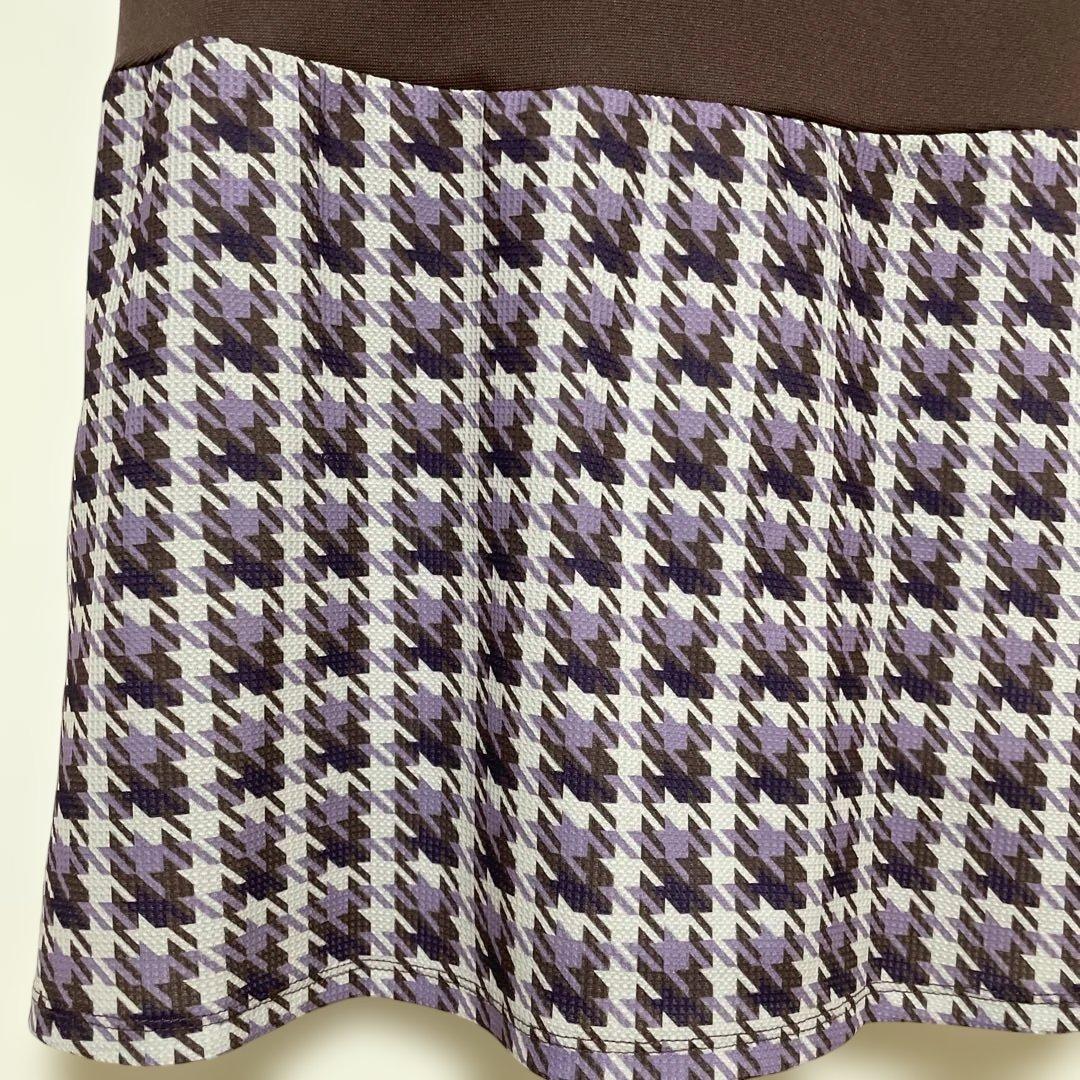 FILA VネックハウンドトゥースワンピースMサイズ新品　こっくり秋色