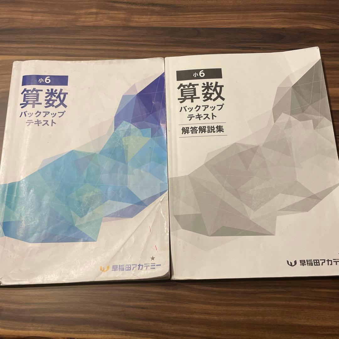 書き込みなし★算数 小6 バックアップテキスト 早稲田アカデミー 解答解説集付き