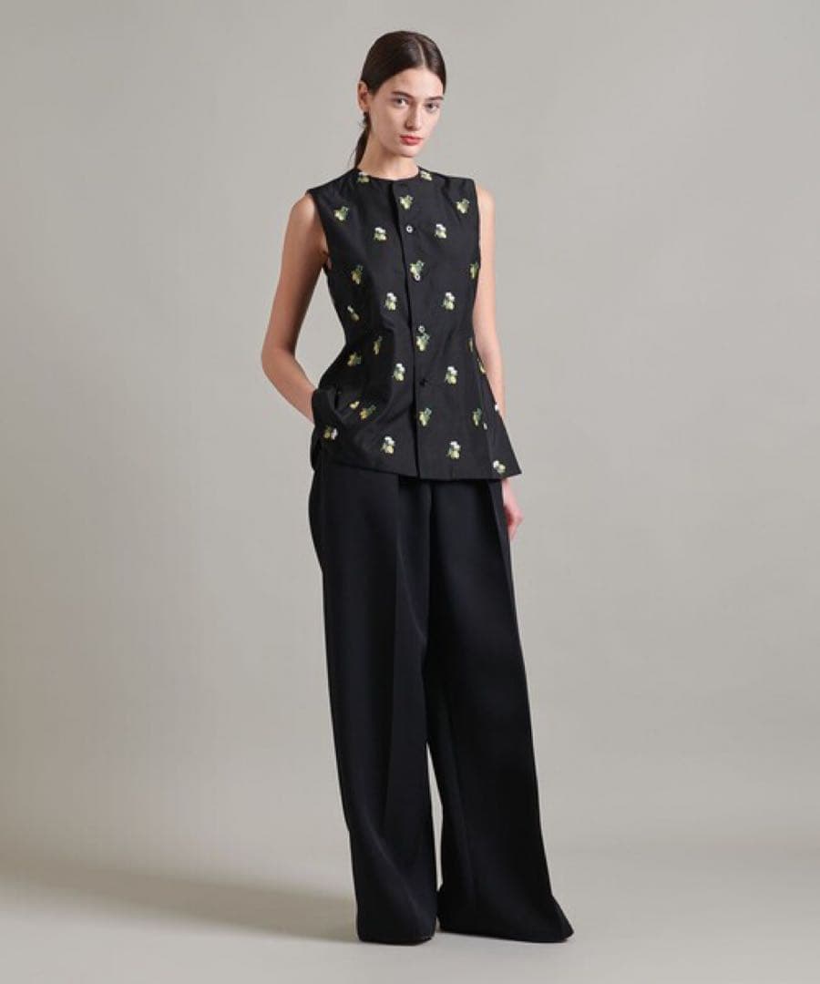 ★22様限定出品★LOEFF(ロエフ)レモン ジャガードベスト/ジレ ブラック