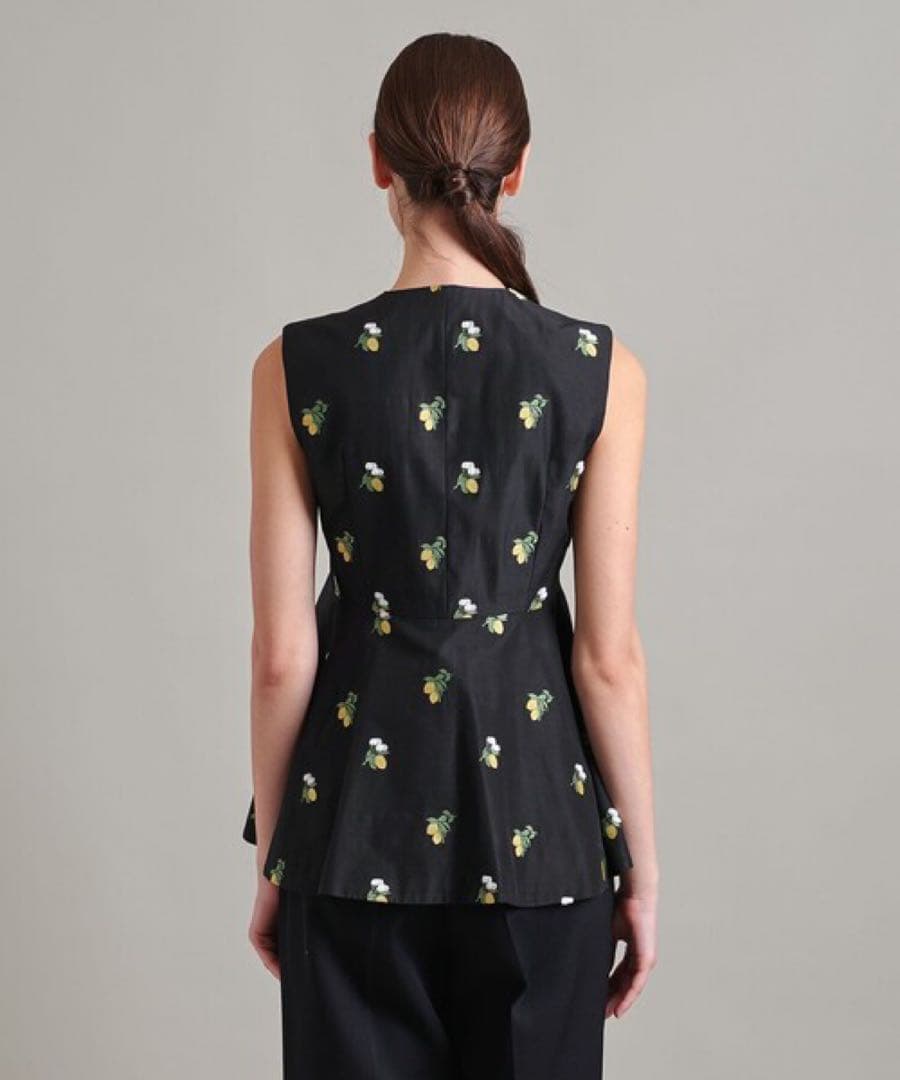 ★22様限定出品★LOEFF(ロエフ)レモン ジャガードベスト/ジレ ブラック