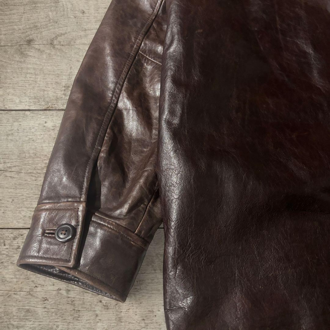 OLD GAP レザーカーコート 茶 本革L オールドギャップ#800