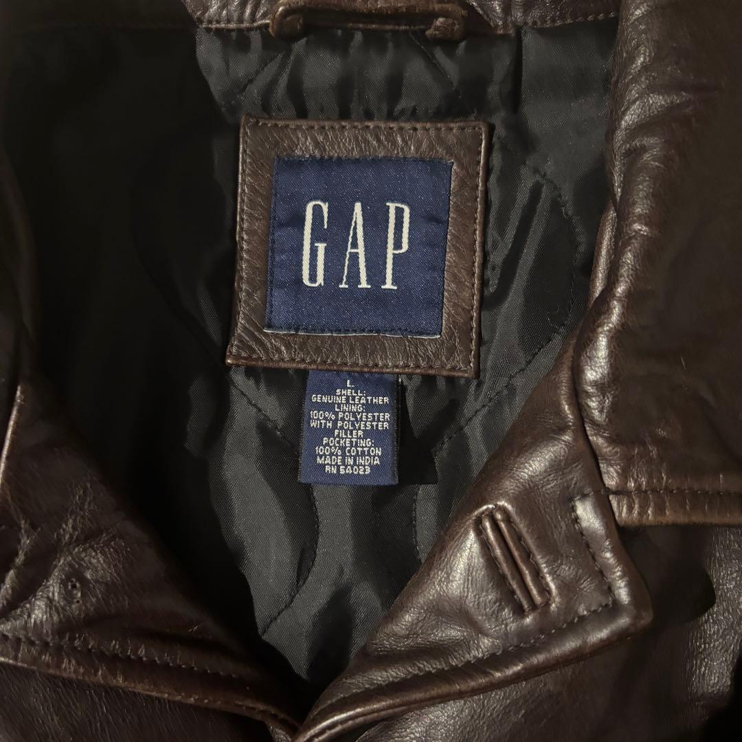 OLD GAP レザーカーコート 茶 本革L オールドギャップ#800