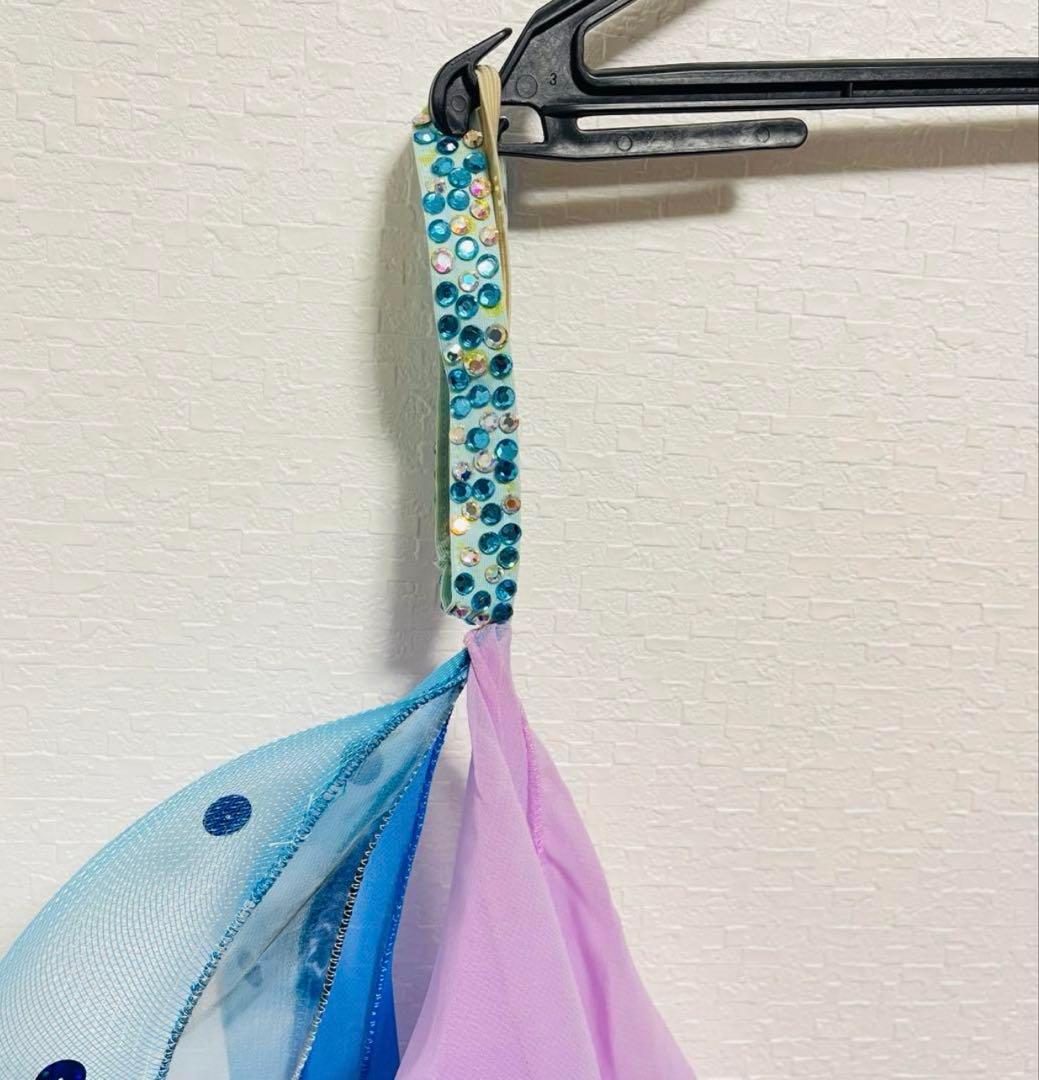 Ｌサイズ　社交ダンス　カオリ　ドレス　発表会　披露　ストーン　ブルー　衣装袋