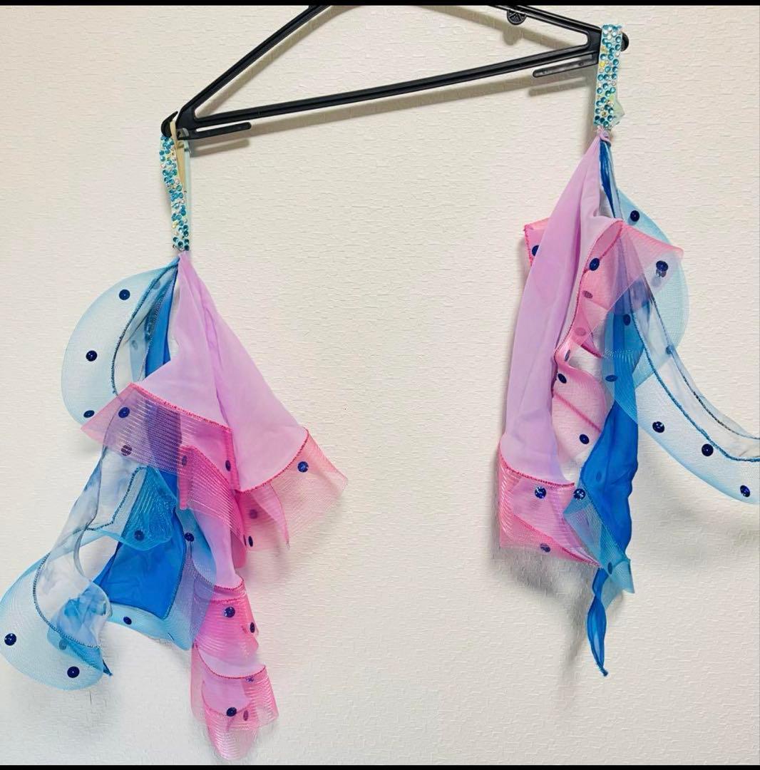 Ｌサイズ　社交ダンス　カオリ　ドレス　発表会　披露　ストーン　ブルー　衣装袋