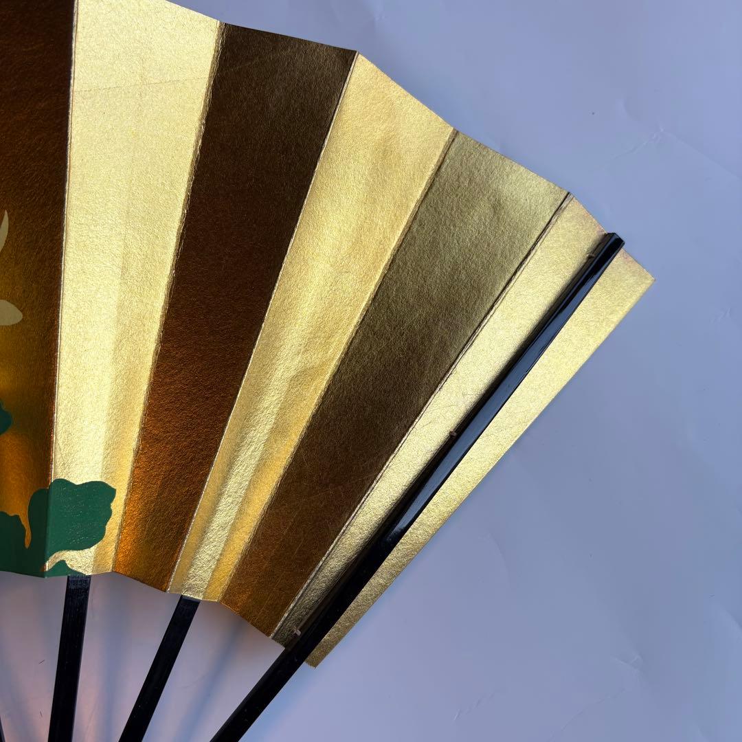 (976)舞扇　菊柄　2本セット　金色　リバーシブル