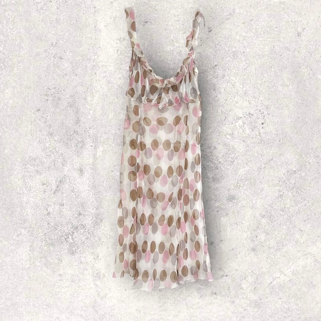 アルベルタフェレッティ　キャミワンピース　シルク　イタリア製　シースルー　ドット