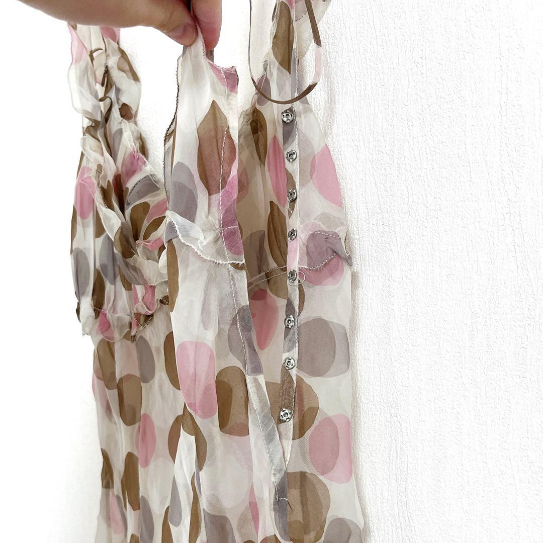 アルベルタフェレッティ　キャミワンピース　シルク　イタリア製　シースルー　ドット