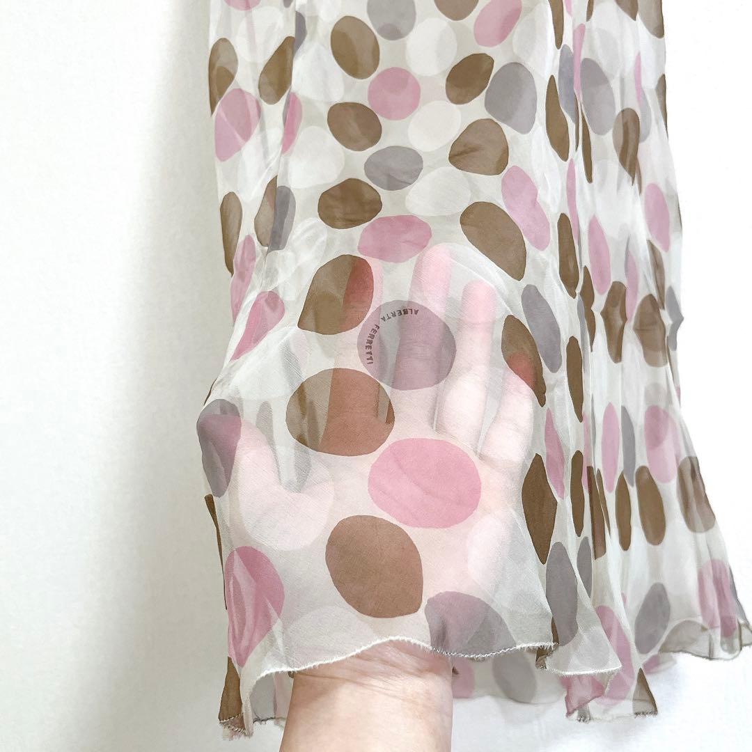 アルベルタフェレッティ　キャミワンピース　シルク　イタリア製　シースルー　ドット