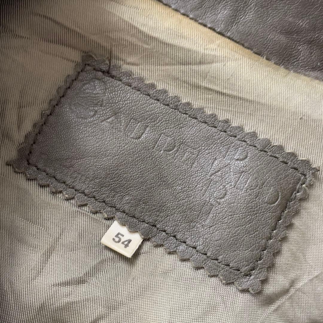 90s EURO 古着 本革 レザージャケット 深緑 カーキ系 54