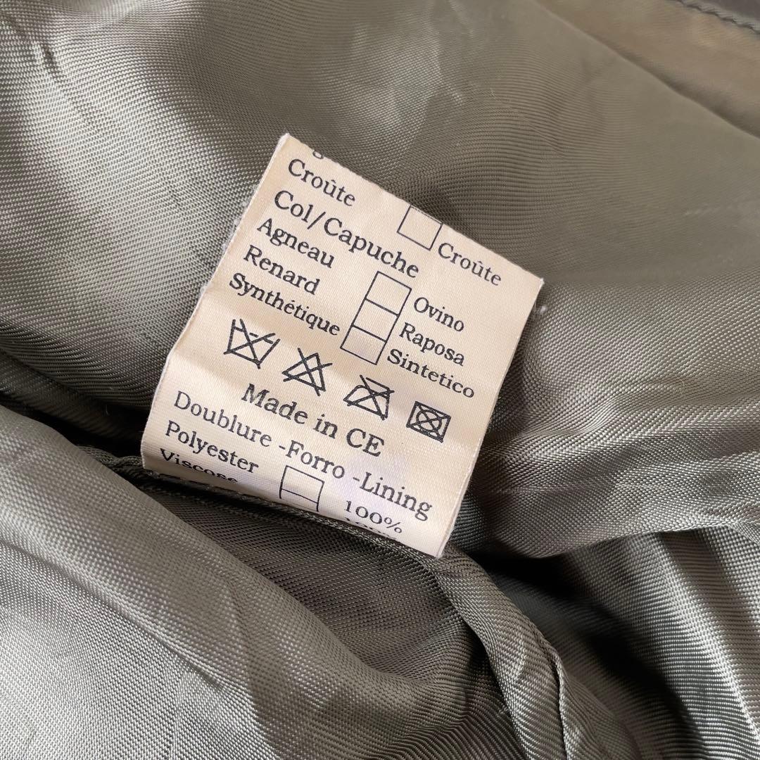 90s EURO 古着 本革 レザージャケット 深緑 カーキ系 54