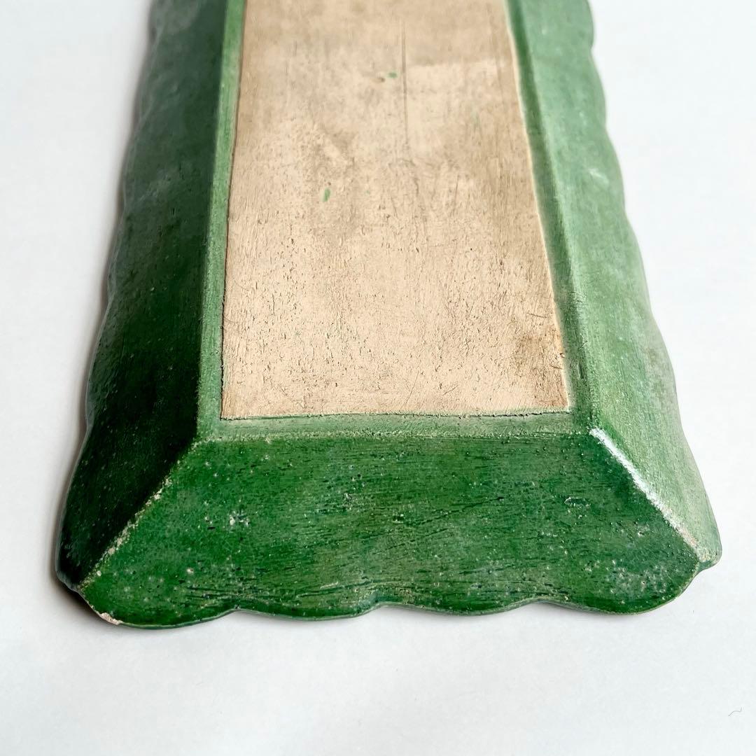 源内焼　平賀源内　陽刻　三彩釉　漢詩山水　長角皿