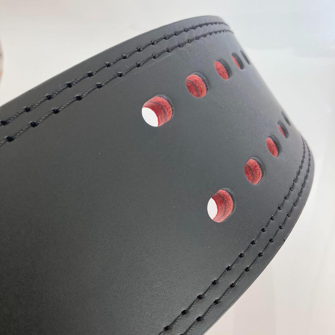 パワーベルト レバーアクション Lサイズ 本革 オールブラック×ホワイト 可変式