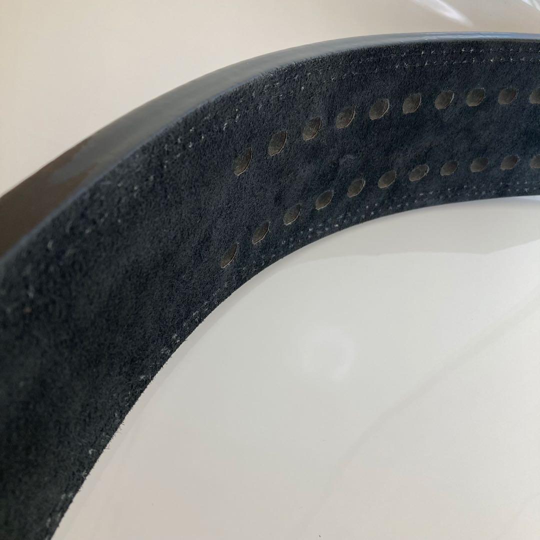 パワーベルト レバーアクション Lサイズ 本革 オールブラック×ホワイト 可変式