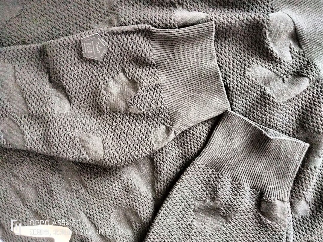 【美品】キャロウェイ メンズカモフラ柄ブラックカラーニットセーター（Lサイズ）