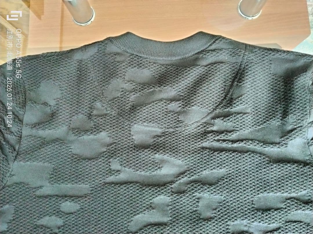 【美品】キャロウェイ メンズカモフラ柄ブラックカラーニットセーター（Lサイズ）