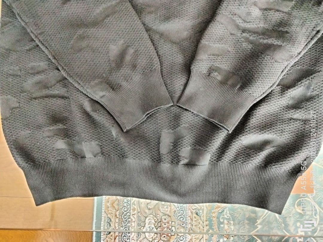 【美品】キャロウェイ メンズカモフラ柄ブラックカラーニットセーター（Lサイズ）