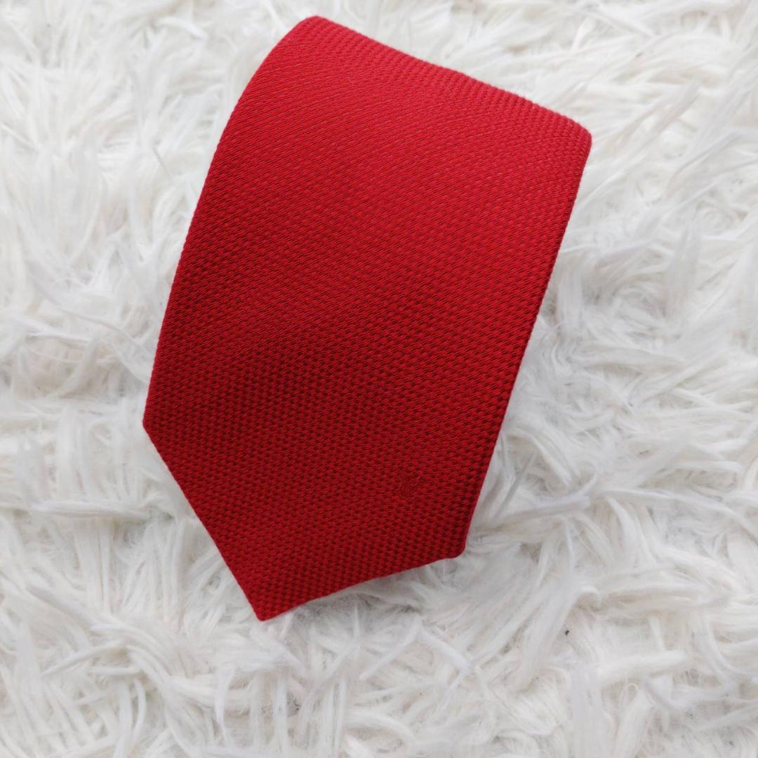 ルイヴィトン 高級ネクタイ 総柄 レッド
