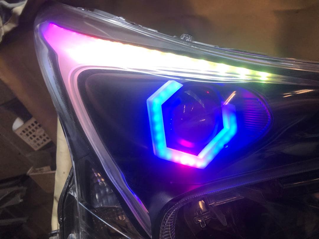 プリウス50前期　rgb六角リング、ポジション　モノアイ紫　ウィポジ青