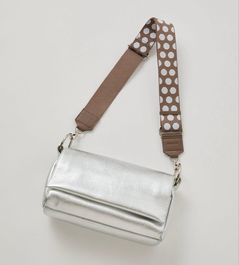 新品　BEARDSLEY ショルダーベルト　グレイッシュベージュ　ドット柄