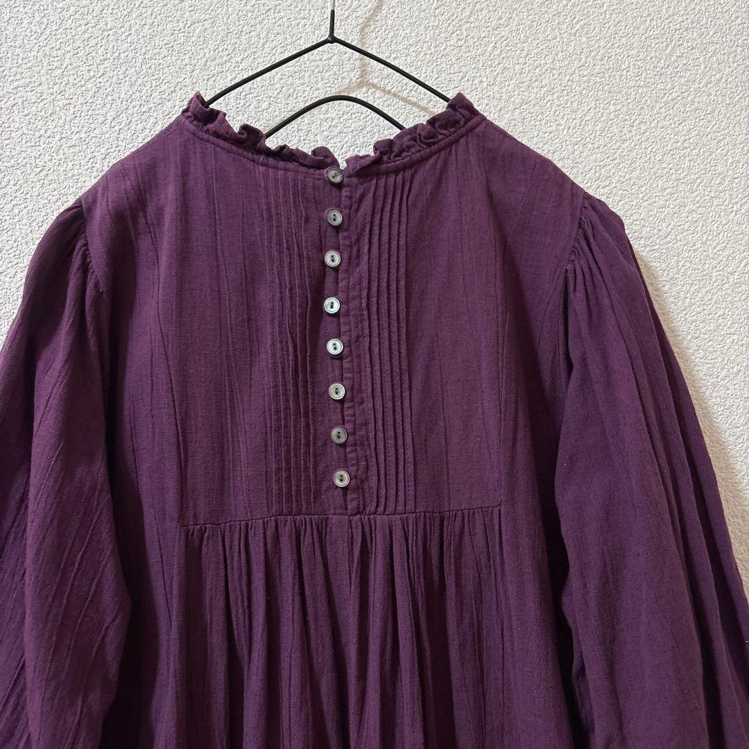 極美品　ツハルバイサマンサモスモス リネン混 ワンピース 立体 ビーズ 刺繍