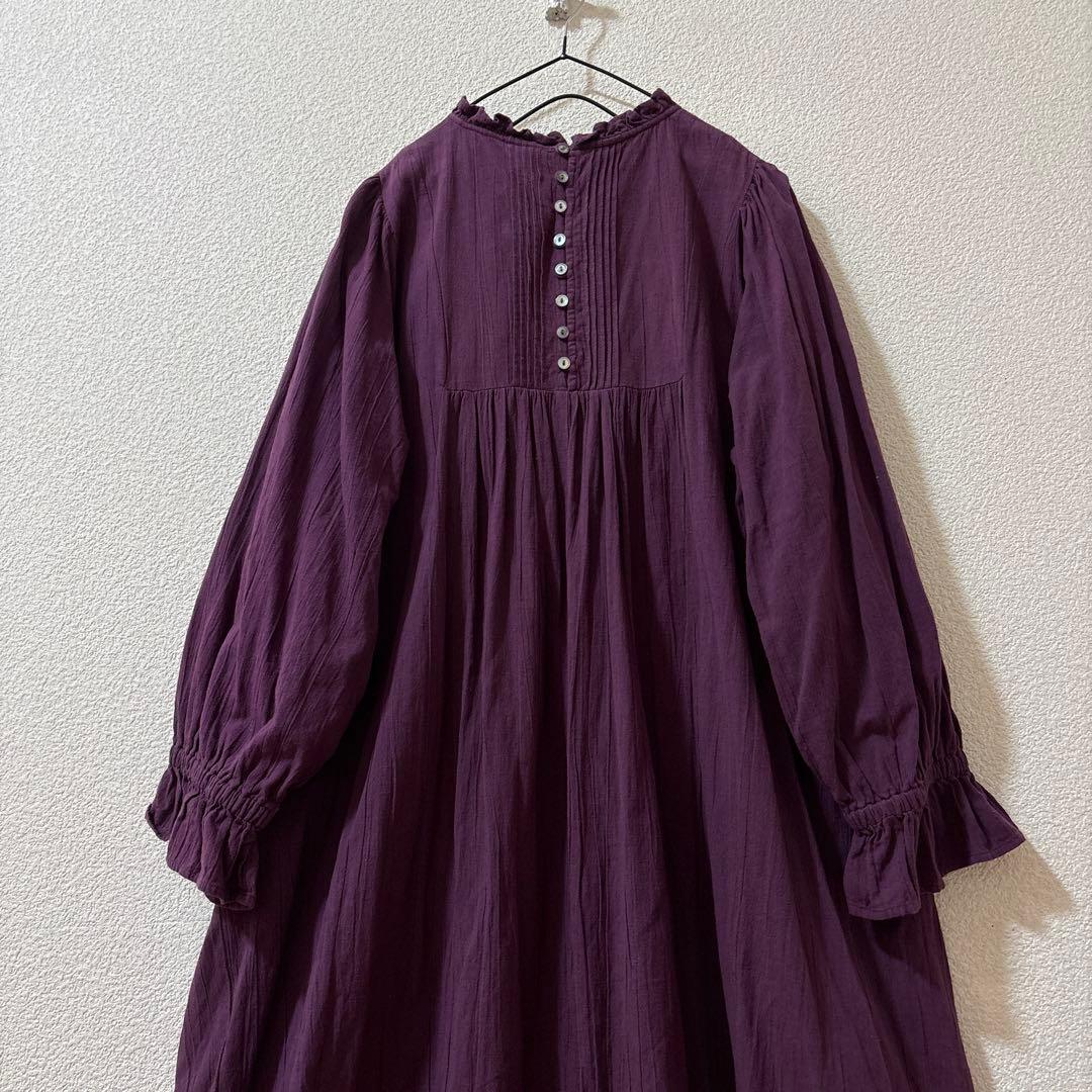 極美品　ツハルバイサマンサモスモス リネン混 ワンピース 立体 ビーズ 刺繍