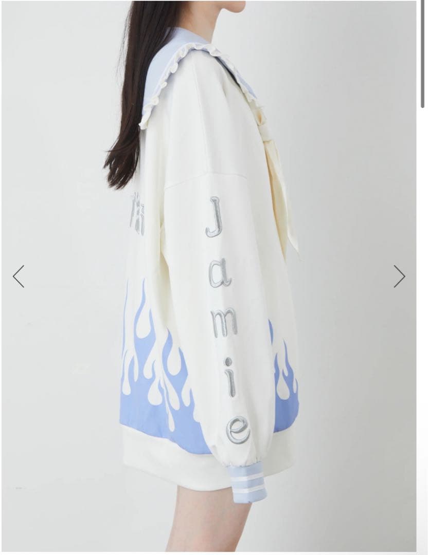 Jamieファイヤー特攻服パーカー　ホワイト